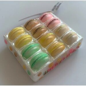 NWT Anthropologie Box Of Macaroons Dessert Hand Blown Glass Ornament